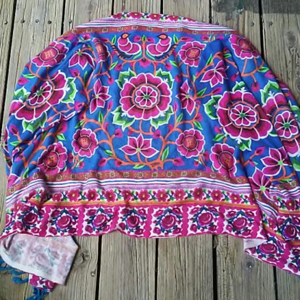Swim coverup floral tassels